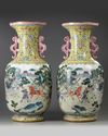 A PAIR OF LARGE CHINESE FAMILLE ROSE 'NARRATIVE' VASES