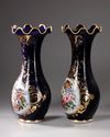 A PAIR OF BLUE ENAMELED PORCELAIN BALUSTER VASES, LATE 19TH CENTURY