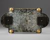 A GILDED BRONZE AND GREEN MARBLE INKWELL, NAPOLEON III PERIOD, LATE 19TH CENTURY