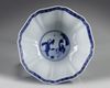 A Chinese blue and white 'ladies' foliate bowl