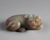 A Chinese celadon jade mythical beast