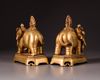A pair Chinese gilt bronze elephants