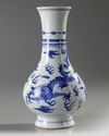 A Chinese blue and white 'dragon' vase