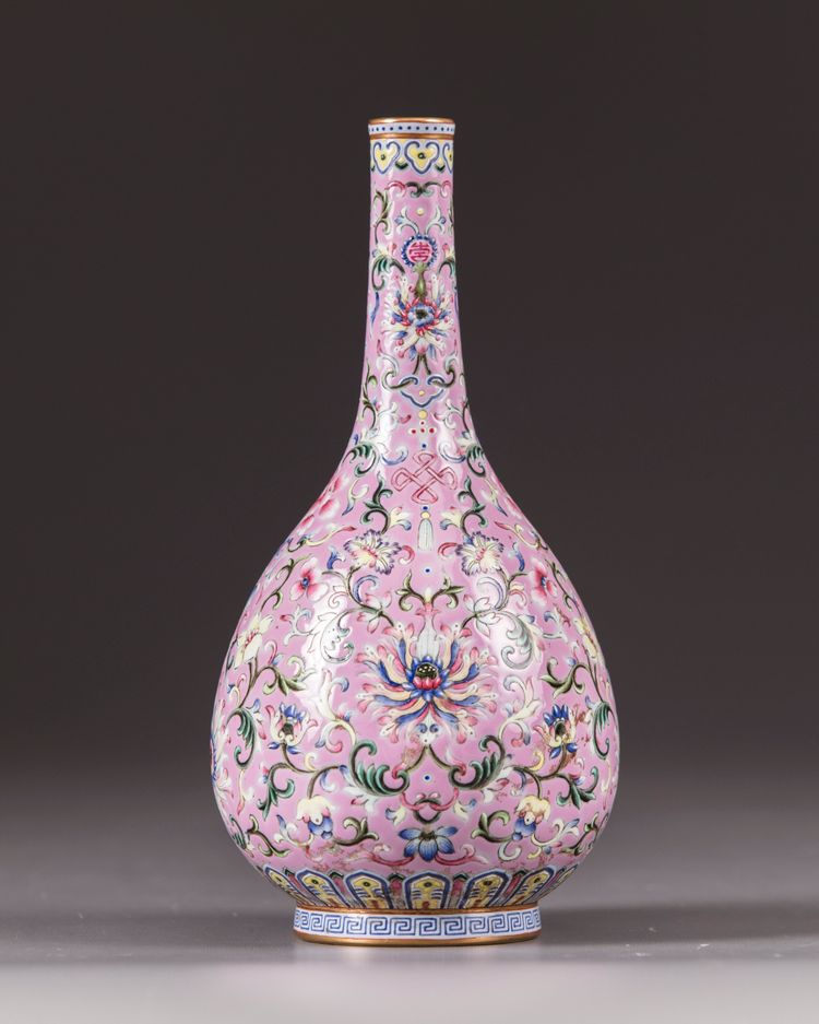 A 'famille rose' bottle-vase