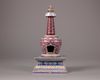 A Chinese ruby red-ground famille rose stupa