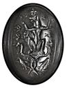 A ROMAN GREEN MOTTLED JASPER MAGICAL GNOSTIC INTAGLIO WITH ANUBIS SEATED, CIRCA 3RD-4TH CENTURY A.D.