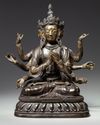 A Chinese cold-gilt bronze eight-armed Avalokitesvara