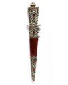 AN OTTOMAN DAGGER WITH SILVER PRECIOUS STONE INLAID HILT, OTTOMAN TURKEY, 18TH CENTURY