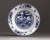 A blue and white plate