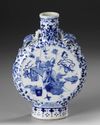 A CHINESE BLUE AND WHITE MOON FLASK, 19TH CENTURY