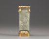 A gilt-bronze mounted Chinese celadon jade vase, cong