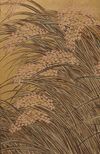 A JAPANESE SIX PANEL SCREEN (BYOBU) WITH SPARROWS AND RICE PLANTS, FIRST HALF 19TH CENTURY