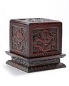 A CHINESE DRAGON CARVED WOODEN BOX, 19TH-20TH CENTURY