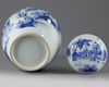 A Chinese blue and white 'figural' jar and cover