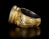 A LARGE SILVER GILT BYZANTINE RING, 8TH-10TH CENTURY AD