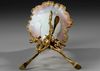 A FRENCH CENTERPIECE, OPALINE GLASS ON A BRONZE STAND, CIRCA 1880