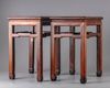 A PAIR OF CHINESE HONGMU RECTANGULAR STOOLS