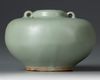 A CHINESE CELADON-GLAZED WATER POT YUAN DYNASTY (1279-1368)