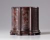 A CHINESE HARDWOOD BRUSH POT, 19TH-20TH CENTURY