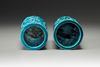 Two Chinese turquoise-enamelled 'Three Friends of Winter' brush pots, bitong