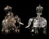 TWO EBONY WOODEN CARVED ELEPHANTS, 20TH CENTURY