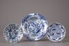 Two Chinese 'Kraak porselein' blue and white bowls and a dish