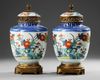 A PAIR OF EUROPEAN LIDDED JARS IN KAKIEMON STYLE, 19TH CENTURY