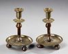 A PAIR OF OTTOMAN INLAID AGATE AND ENGRAVED BRASS DAMASCUS-WARE CANDLESTICKS, SYRIA, EARLY 20TH CENTURY