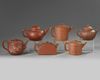 A group of six Chinese Yixing teapots