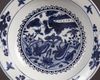 A blue and white plate
