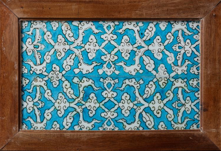 TWO IZNIK POTTERY BORDER TILES,TURKEY, CIRCA 1560