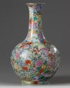 A Chinese famille rose millefleurs bottle vase