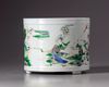 A Chinese famille verte brush pot