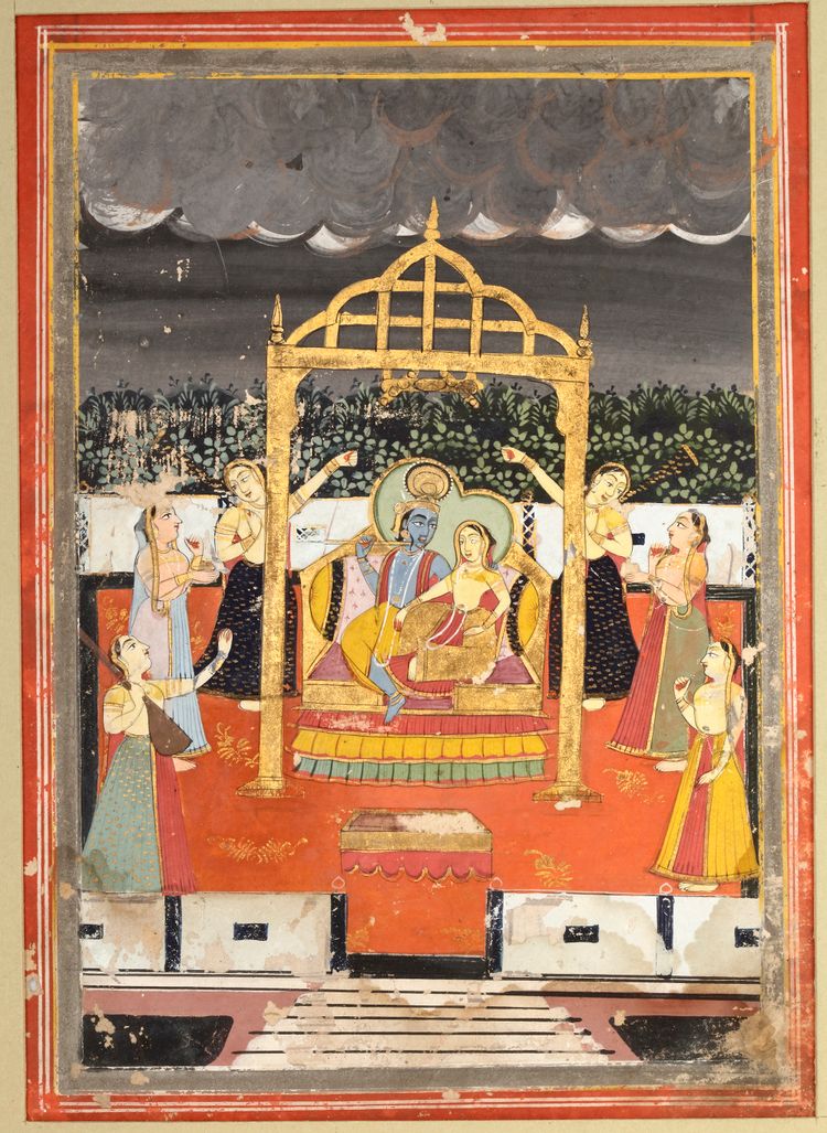 KRISHNA AND RADHA UNDER A GOLDEN CANOPY, 19TH CENTURY
