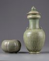 A celadon glazed vase with cover and a waterpot