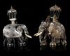 TWO EBONY WOODEN CARVED ELEPHANTS, 20TH CENTURY
