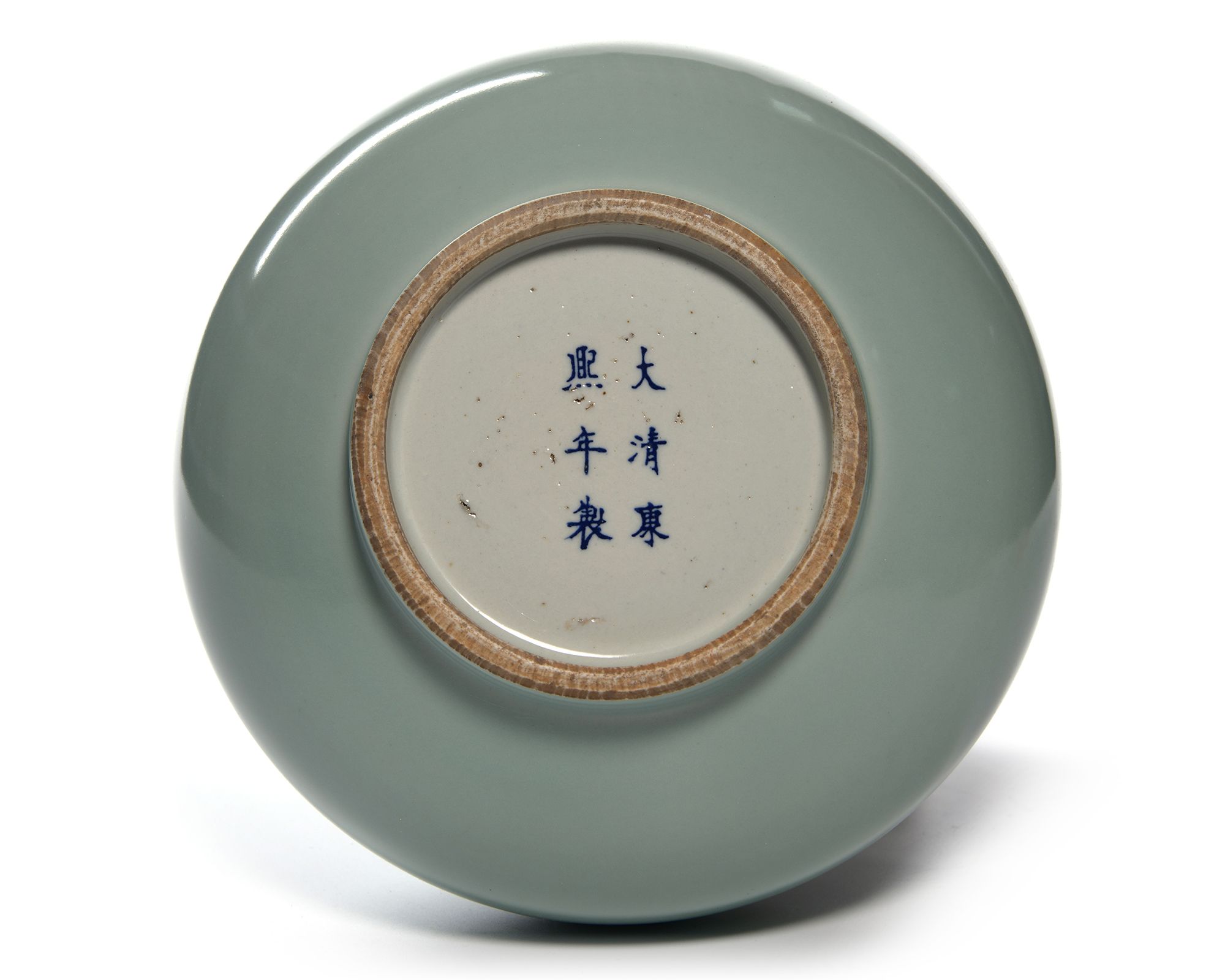 中国セラドン - Chinese Celadon Antique Chinese Export Porcelain Celadon Plate With Butterfly