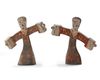 A PAIR OF CHINESE POTTERY FEMALE DANCERS, EASTERN HAN DYNASTY (25-220 AD)