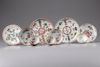 A group of ten Chinese famille rose cups and saucers