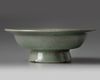 A Korean celadon-glazed carved stem dish