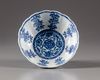 A Chinese blue and white stem bowl