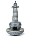 A CHINESE BLUE AND WHITE STUPA