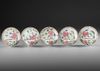 FIVE CHINESE FAMILLE ROSE TEACUPS AND SAUCERS, 18TH CENTURY