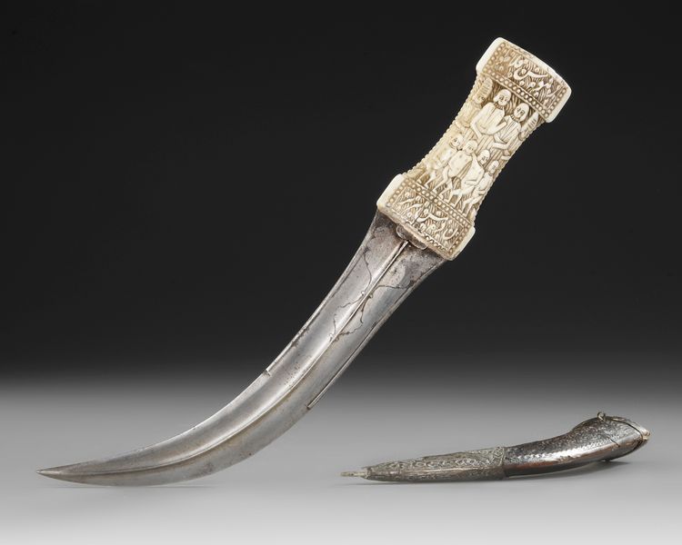 A PERSIAN  BONE -HILTED- DAGGER, 19TH CENTURY