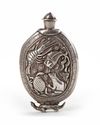 A TIBETAN SILVER-MOUNTED JADE SNUFF BOTTLE, 19TH CENTURY