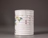 A Chinese famille rose 'chrysanthemum' ribbed brush pot, bitong