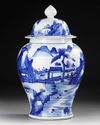 A LARGE CHINESE BLUE AND WHITE JAR WITH COVER, 19TH CENTURY