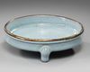 A CHINESE THREE LEGGED PLATE RU WARE WASHER, SONG DYNASTY (960-1279 AD)