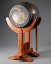 JAPANESE DRUM WITH STAND, 19TH CENTURY