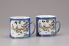 A pair of Chinese powder-blue and famille verte mugs